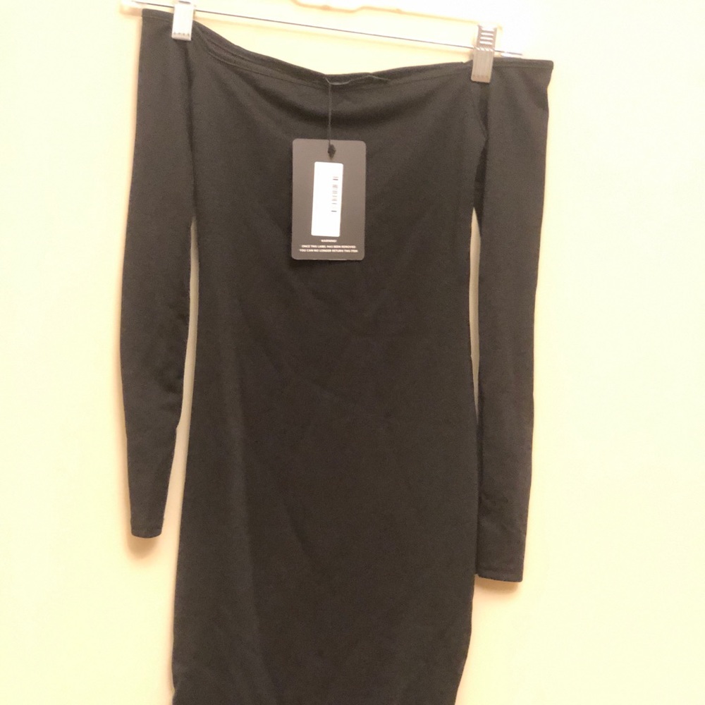PLT Black off the shoulder bodycon dress